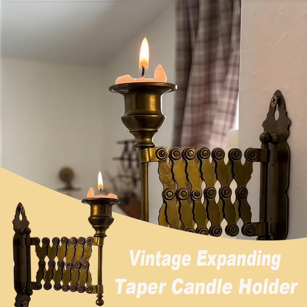 New Extending Taper Candle Holder, Vintage Expanding Taper Candle Holder, Antique Wall Mounted Piano Candlesticks for Living Room, Bedroom and Fireplace Decor