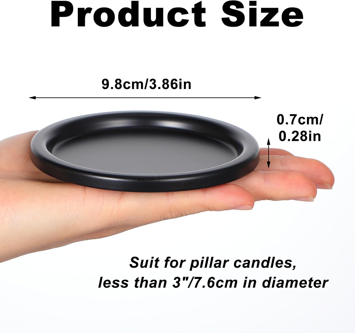 2 Pcs Black Iron Plate Candle Holder, Vintage Round Candle Holder Trays, Decorative Iron Pillar Candles Plate, 3.9 Inch Metal Candles Stand for LED & Wax Elegant Stand, Weddings, Christmas, Outdoor