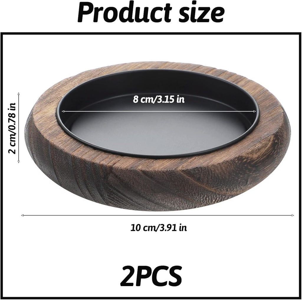 2 Pcs Vintage Wooden Pillar Candles Tray Rustic Wooden Candle Holder Small Decorative Tray for Coffee Table Living Room Farmhouse Decor Christmas Decor (3 Inch)