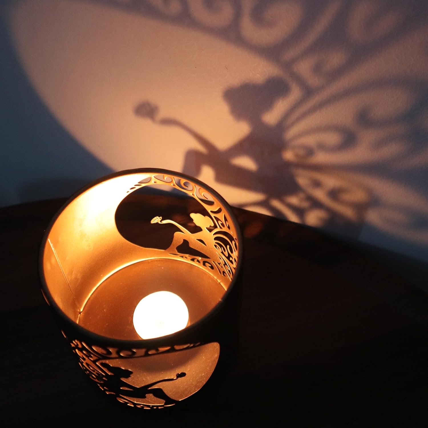 2 Pack Tealight Candle Holder, Candle Holder with Fairy Pattern, Romantic Mosaic Tea Light Holder Cup for Table Centerpieces, Christmas, Birthday Party, Home Decor