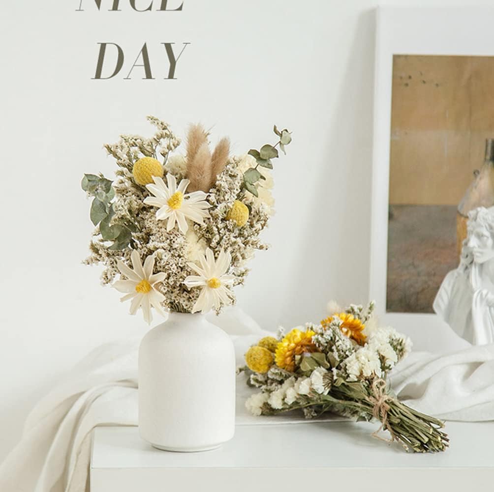 10CM Small Ceramic Bud Vase Mini Decorative Flower Vase Flower Arrangement Containers for Shelf Decor Wedding Dinner Table Party Living Room Office(White)