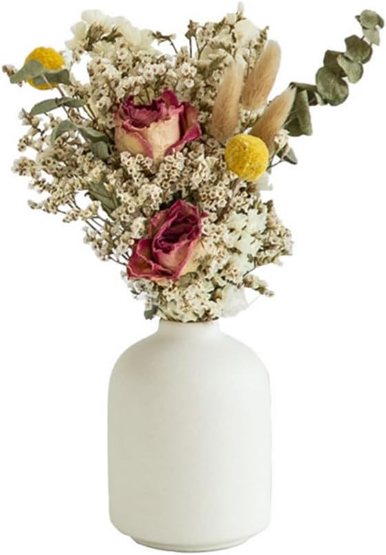 10CM Small Ceramic Bud Vase Mini Decorative Flower Vase Flower Arrangement Containers for Shelf Decor Wedding Dinner Table Party Living Room Office(White)