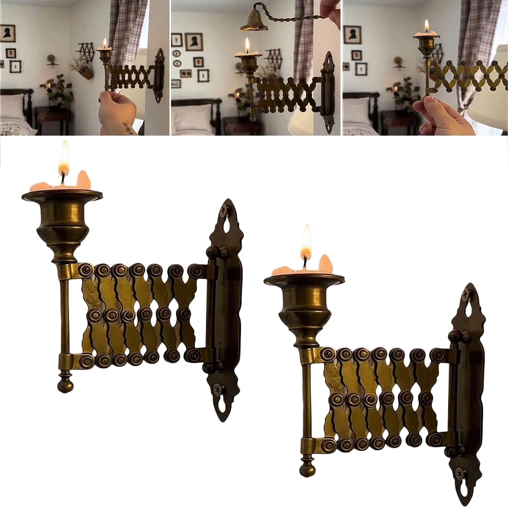 New Extending Taper Candle Holder, Vintage Expanding Taper Candle Holder, Antique Wall Mounted Piano Candlesticks for Living Room, Bedroom and Fireplace Decor